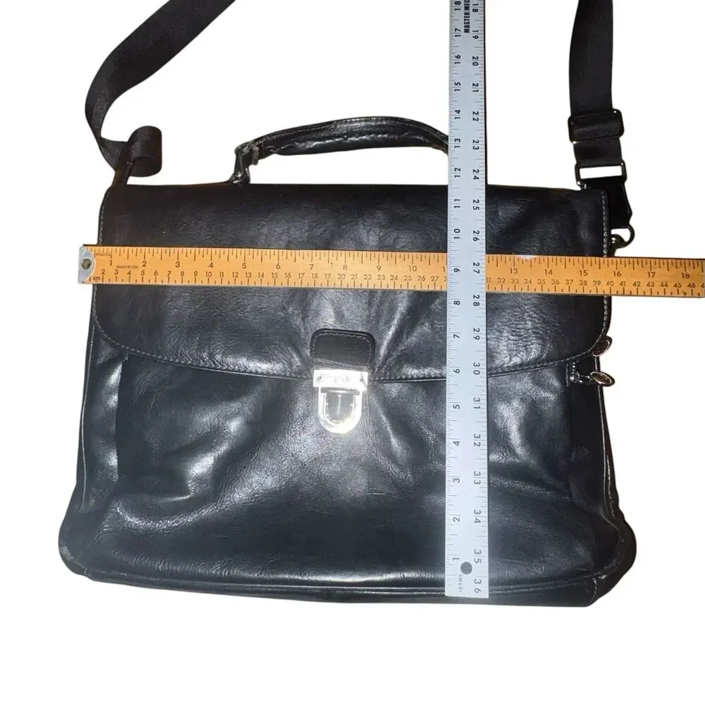 Pelletterie Fiorentine Black Italian Leather 11.5x16 Briefcase
